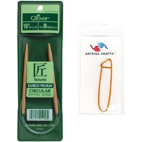 Clover Needlecraft Takumi Bamboo Circular Knitting Needles 16 inch Size 11/8mm 3016/16 11 with Stitch Holder in Saudi Arabia