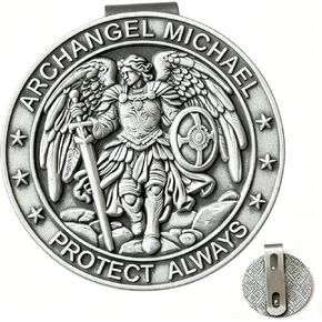 St Michael Archangel Medal for Car, Auto Sun Visor Clip, Saint Michael Vehicle Accessory, Bless Driving Safety and Safe Travel Religious Gift for Driver Family Friend in Saudi Arabia