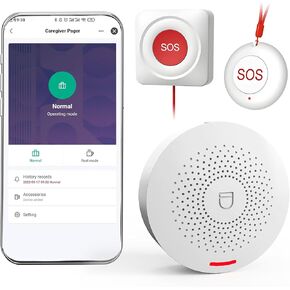WiFi Caregiver Pager - No Monthly Fee, Emergency Call Button System with 2 SOS Buttons & 1 Receiver for Elderly & Senior Safety at Home, Nursing Care, Plug & Play Caregiver Call Button in Saudi Arabia