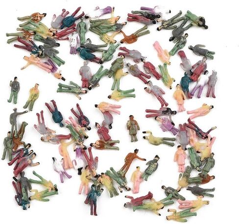 Miniature Painted Figures 1:200 Scale 100PCS Standing Seated People for Model Train Layouts Diorama Scenery Building ABS Plastic Multicolor Random Pack in Saudi Arabia