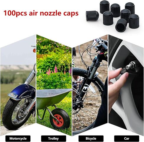 100 Pcs Black Tire Valve Stem Caps, Universal Dust-Proof Plastic Tire Caps for Cars, Trucks, SUVs, Bicycles, Bikes and Motorcycles in Saudi Arabia