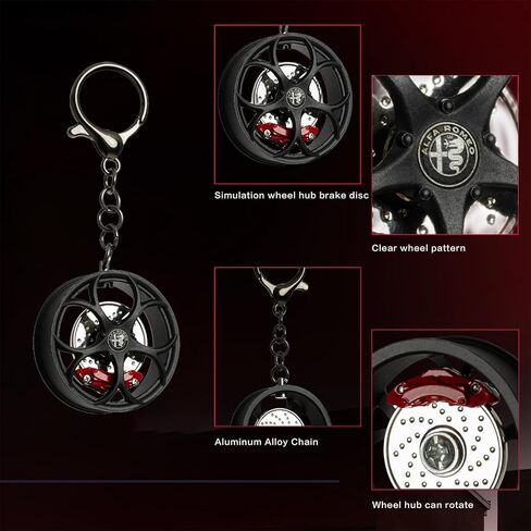 Brake disc hub shape key ring four-leaf clover keychain, for all Alfa Romeo Giulia Stelvio Tonale Giulietta 159 in Saudi Arabia