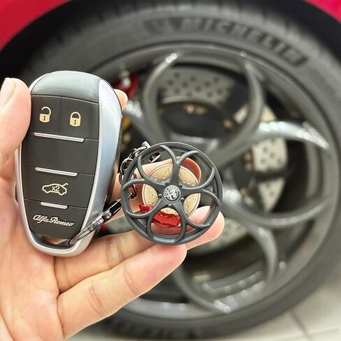 Brake disc hub shape key ring four-leaf clover keychain, for all Alfa Romeo Giulia Stelvio Tonale Giulietta 159 in Saudi Arabia