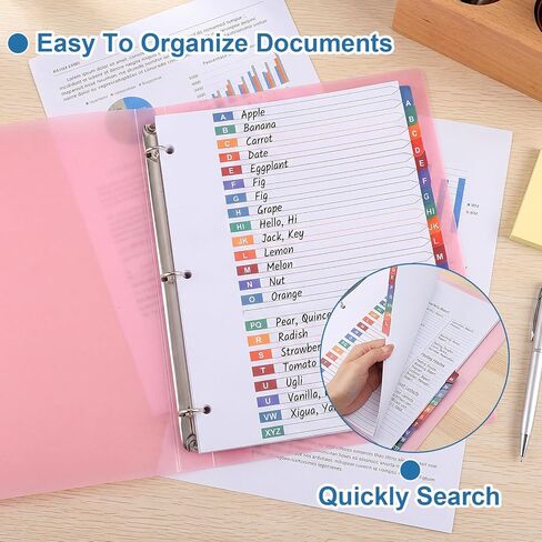 مجموعتان من فواصل الحروف الأبجدية من A-Z لـ 3 مجلدات حلقية، و20 فواصل مجلد مع علامات تبويب - فواصل دفتر ملاحظات ورقية بيضاء مع علامات تبويب متعددة الألوان (8.5 × 11 بوصة) in Kuwait