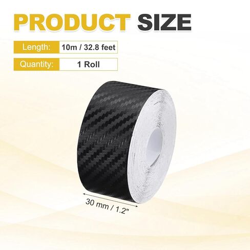 PATIKIL 1.2" x 32.8ft Black Carbon Fiber Air-Release Adhesive Vinyl Tape Roll, 3D Universal Anti-Scratches Vehicle Protection Vinyl Wrap Film for Car Trucks RVs SUV in Kuwait