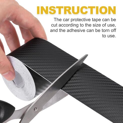 PATIKIL 1.2" x 32.8ft Black Carbon Fiber Air-Release Adhesive Vinyl Tape Roll, 3D Universal Anti-Scratches Vehicle Protection Vinyl Wrap Film for Car Trucks RVs SUV in Kuwait