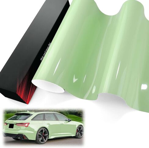 1FTx5FT PET Super Gloss Matcha Green High Glossy Vinyl Wrap Auto Car Sticker Decal Film Sheet Bubble Free Air Release Technology with Tool Set in Kuwait