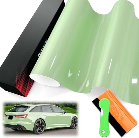 1FTx5FT PET Super Gloss Matcha Green High Glossy Vinyl Wrap Auto Car Sticker Decal Film Sheet Bubble Free Air Release Technology with Tool Set in Kuwait