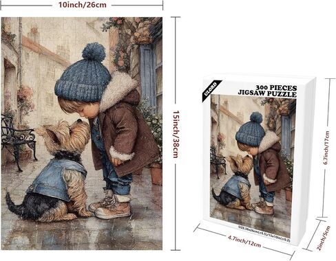 Great Jigsaw Puzzles for Adults 300 Pieces Little Boy Kissing Puppy Puzzles for Adults Toys Gift Family Decoration Kids Puzzle in Kuwait