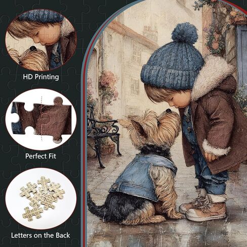 Great Jigsaw Puzzles for Adults 300 Pieces Little Boy Kissing Puppy Puzzles for Adults Toys Gift Family Decoration Kids Puzzle in Kuwait