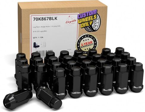 Wheel Accessories Parts 32 Pcs 9/16"-18 Thread Bulge Acorn 1.90" Long Lug Nuts Black 3/4" 19mm Hex Fits 1994-11 Ram 2500 3500 1975-97 Ford F250 F350 Chevy GMC C20 K20 C2500 C3500 in Saudi Arabia