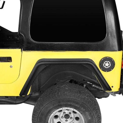 هوك رود رانجلر TJ 4.3 بوصة حاجز خلفي عريض واقي من الطين متوافق مع جيب رانجلر TJ 1997-2006 - واقيات غطاء عجلة مسطحة أنبوبية فولاذية (قطعتان) in Kuwait