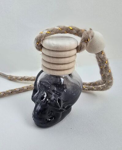 Car Air Freshener Hanging 2 Pack, Glass Bottle, 8ml Fragrance Oil, Liquid, up to 45 Days of Scent, for Car Interior (Vanilla Bourbon, Skull) in Kuwait