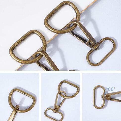 1 Box 10 Sets 20Pcs Swivel Snap Hooks 1 Inch Lobster Claw Clasp and D Ring Bulk Alloy Metal Bronze Push Gate Oval Trigger Snap Hook Clasps for Keychains Purse Strap Landyard DIY Craft Making in Kuwait