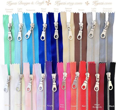10 Pcs Black Tape Silver Metal Gauge #3 Fancy Donut Pull Zippers Close End Zippers Bulk for Sewing Crafts Bags Purse [Kyezi Design & Craft] (Light Pink, 8 inches) in Saudi Arabia
