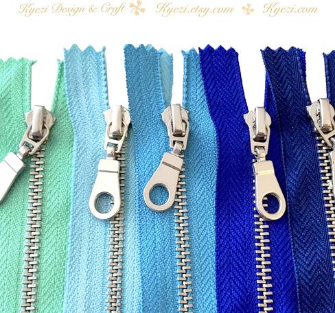10 Pcs Black Tape Silver Metal Gauge #3 Fancy Donut Pull Zippers Close End Zippers Bulk for Sewing Crafts Bags Purse [Kyezi Design & Craft] (Light Pink, 8 inches) in Saudi Arabia