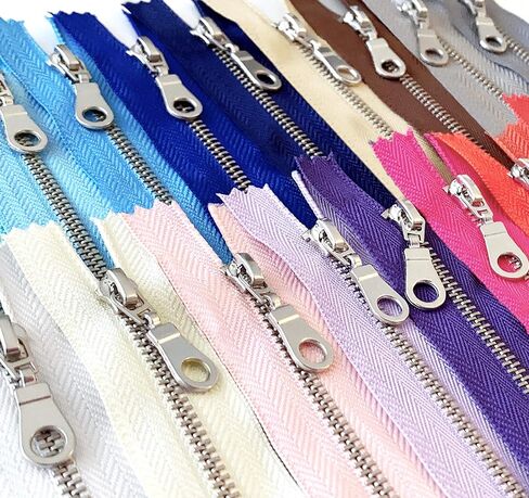 10 Pcs Black Tape Silver Metal Gauge #3 Fancy Donut Pull Zippers Close End Zippers Bulk for Sewing Crafts Bags Purse [Kyezi Design & Craft] (Light Pink, 8 inches) in Saudi Arabia