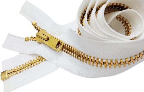سترة YKK® 30 بوصة شديدة التحمل بسحاب YKK #10 فصل نحاسي ~ اللون 501 أبيض (سحاب واحد/عبوة) in Kuwait