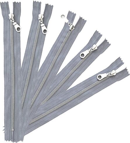10 Pcs Black Tape Silver Metal Gauge #3 Fancy Donut Pull Zippers Close End Zippers Bulk for Sewing Crafts Bags Purse [Kyezi Design & Craft] (Light Pink, 8 inches) in Saudi Arabia