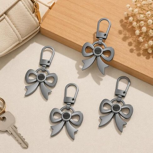 4 Pack Metal Zipper Pulls Replacement Bow Charms Keychain Tabs for Purse Clothes Craftings Durable Fashion Accessories (Gold) in Saudi Arabia