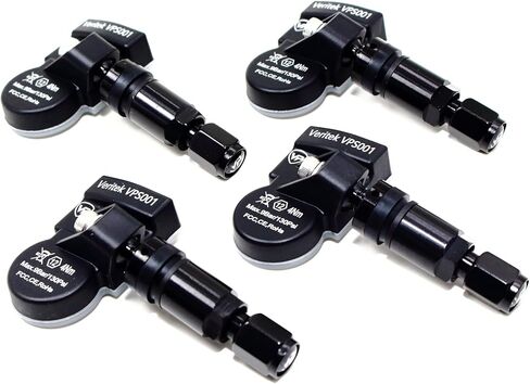 مجموعة من 4 أجهزة استشعار ضغط الإطارات Veritek VPS001 TPMS 315mhz لمازدا تحل محل BHA437140 BBM237140B FE0137140A مع سيقان صمام الألومنيوم الأسود in Kuwait