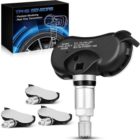 مستشعر TPMS مبرمج مسبقًا 315 ميجاهرتز لـ: -Toyota Sequoia 2008-2017، Sienna 2007-2020، Tundra 2007-2020، مستشعرات نظام مراقبة ضغط الإطارات OE # 42607-08010 4260708010 42607-0C070 (4 عبوات) in Kuwait