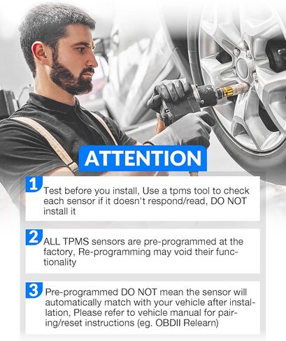 مستشعر TPMS مبرمج مسبقًا 315 ميجاهرتز لـ: -Toyota Sequoia 2008-2017، Sienna 2007-2020، Tundra 2007-2020، مستشعرات نظام مراقبة ضغط الإطارات OE # 42607-08010 4260708010 42607-0C070 (4 عبوات) in Kuwait