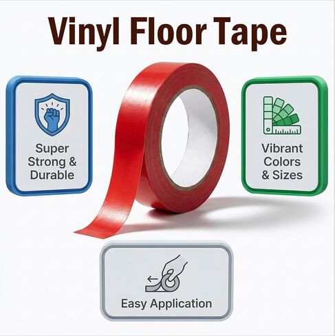Vinyl Floor Tape, Floor Marking Tape No Residue Multipurpose for Gyms, Classroom, Office, Home, DIY, Craft, Dance Studio in Saudi Arabia