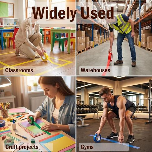 Vinyl Floor Tape, Floor Marking Tape No Residue Multipurpose for Gyms, Classroom, Office, Home, DIY, Craft, Dance Studio in Saudi Arabia