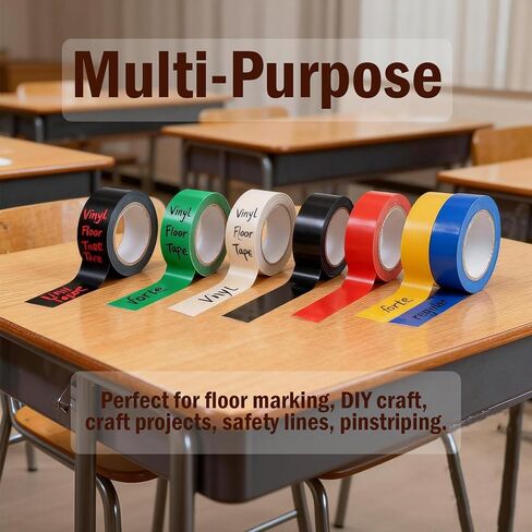 Vinyl Floor Tape, Floor Marking Tape No Residue Multipurpose for Gyms, Classroom, Office, Home, DIY, Craft, Dance Studio in Saudi Arabia