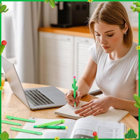 AmazingSpark 300 قطعة من أقلام الصبار السائبة على شكل صبار أقلام حبر جاف 0.5 مم حبر جل أسود قلم صبار نبات مبتكر لطيف لحفلات الهدايا المدرسية والمنزل واللوازم المكتبية الصيفية in Kuwait