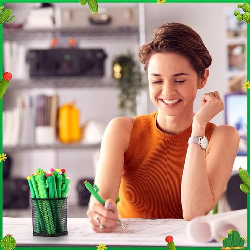 AmazingSpark 300 قطعة من أقلام الصبار السائبة على شكل صبار أقلام حبر جاف 0.5 مم حبر جل أسود قلم صبار نبات مبتكر لطيف لحفلات الهدايا المدرسية والمنزل واللوازم المكتبية الصيفية in Kuwait