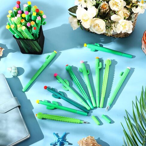 AmazingSpark 300 قطعة من أقلام الصبار السائبة على شكل صبار أقلام حبر جاف 0.5 مم حبر جل أسود قلم صبار نبات مبتكر لطيف لحفلات الهدايا المدرسية والمنزل واللوازم المكتبية الصيفية in Kuwait