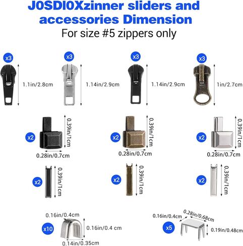 41 Pcs Zipper Repair Kit Black Separating Jacket Zippers Universal Replacement Slider Kit Metal Zippers Retainer Box Top Stop Bottom Replacement Zipper Fix Repair Tool for Jacket Coat Boot Backpack in Kuwait