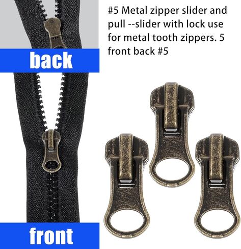 41 Pcs Zipper Repair Kit Black Separating Jacket Zippers Universal Replacement Slider Kit Metal Zippers Retainer Box Top Stop Bottom Replacement Zipper Fix Repair Tool for Jacket Coat Boot Backpack in Kuwait