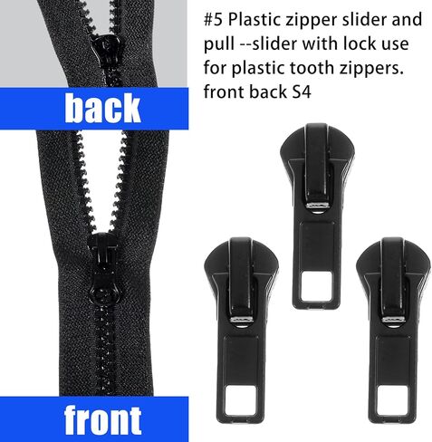 41 Pcs Zipper Repair Kit Black Separating Jacket Zippers Universal Replacement Slider Kit Metal Zippers Retainer Box Top Stop Bottom Replacement Zipper Fix Repair Tool for Jacket Coat Boot Backpack in Kuwait