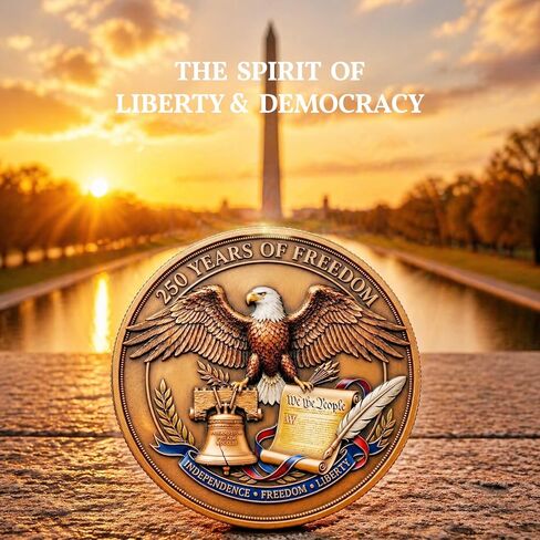 250th Anniversary Coin 1776-2026, America 250 Liberty Commemorative Coin, USA Semiquincentennial Challenge Coin, Patriotic Freedom Collectible Veterans Gift in Saudi Arabia