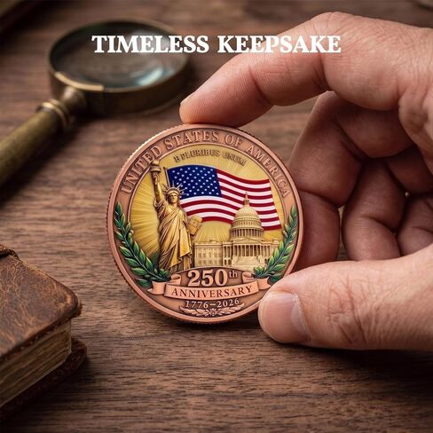 250th Anniversary Coin 1776-2026, America 250 Liberty Commemorative Coin, USA Semiquincentennial Challenge Coin, Patriotic Freedom Collectible Veterans Gift in Saudi Arabia