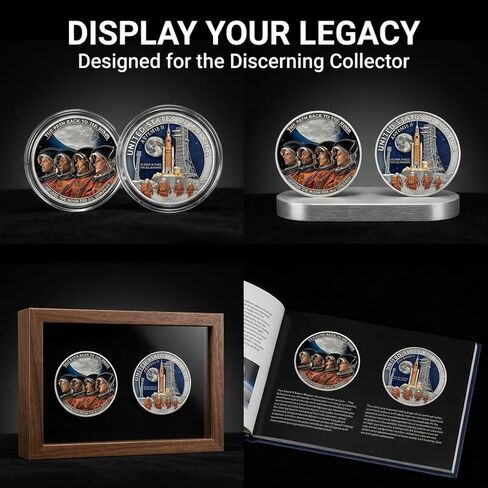 Artemis II Lunar Mission Commemorative Coin 2026, Space Exploration Challenge Coin with Silver Plated Finish, Collector Coins for Astronomy Lovers in Saudi Arabia