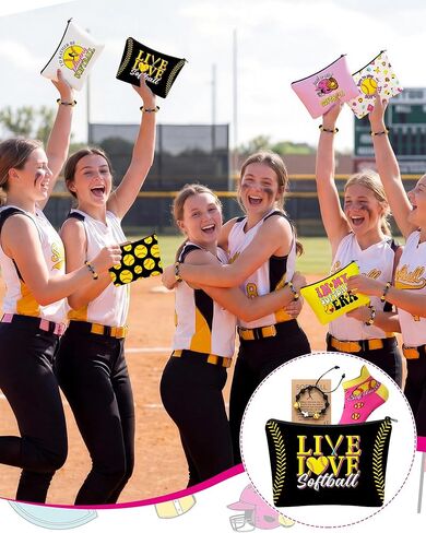 48 Pcs Softball Team Gifts for Women Include Cosmetic Bags Socks Bracelets and Cards for Teen Girls Players Coach in Kuwait