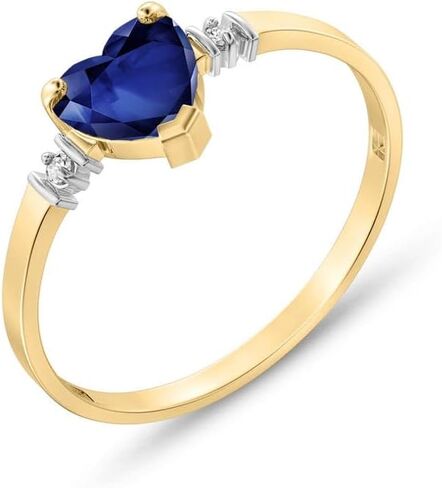 Galaxy Gold GG 1.03 ct 14k Solid Gold Ring with Genuine Diamonds & Natural Heart Shaped Blue Sapphire in Saudi Arabia
