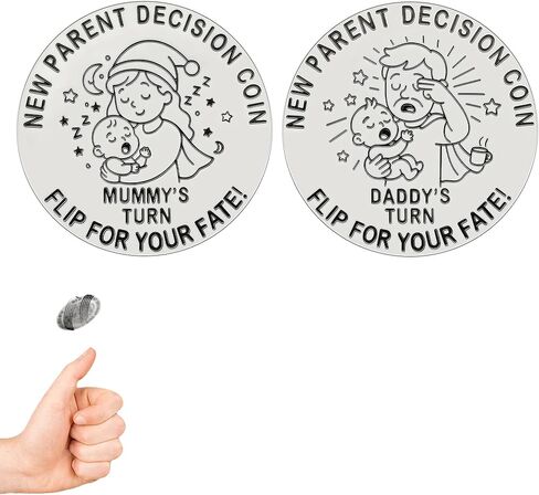Funny New Parents Decision Coin, Double Sided Baby Gift for Mom Dad, Unique Baby Shower Pregnancy Gift for First Time Parents, Christmas Halloween Thanksgiving Gift(Cute-1Pcs) in Saudi Arabia