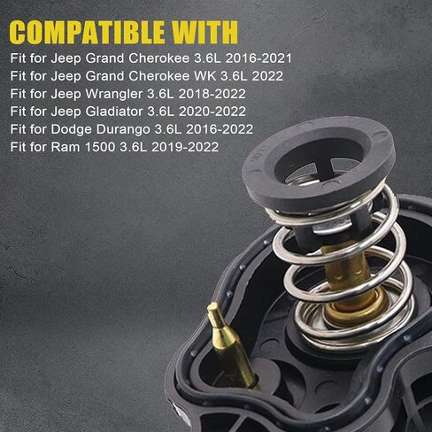 مجموعة مبيت منظم حرارة مبرد المحرك SecosAutoparts 4893926AF مناسبة لسيارة جيب جراند شيروكي WK Wrangler Gladiator 16-22 مناسبة لدودج دورانجو 16-22 مناسبة لرام 1500 3.6L 19-22 4893926AH 4893926AG in Kuwait