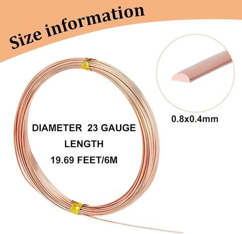20 Feet Unplated Half Round Craft Wire 0.8x0.4mm Copper Bead String for Necklace Bracelet Beading Jewelry Making Supplies and Craft in Kuwait