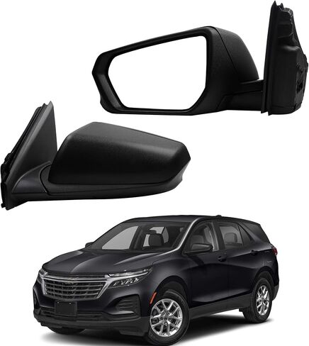 Dasbecan Left Driver Side Mirror Compatible With 2018-2023 Chevy Equinox GMC Terrain Rearview Mirror with Heated Glass/Power Adjustment Glass/Manual Folding Replace# GM1320560 (5pin) Black in Kuwait