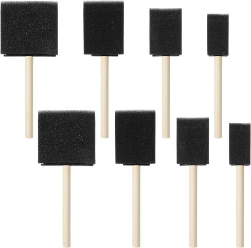 8 Pcs Foam Paint Brushes Set, 4 Sizes Wood Handle Sponge Paint Brush 1" 1.57" 2" 3" Sponge Brushes with Wooden Handle for PaintingStaining Varnishes DIY Craft Projects in Kuwait