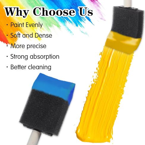 8 Pcs Foam Paint Brushes Set, 4 Sizes Wood Handle Sponge Paint Brush 1" 1.57" 2" 3" Sponge Brushes with Wooden Handle for PaintingStaining Varnishes DIY Craft Projects in Kuwait