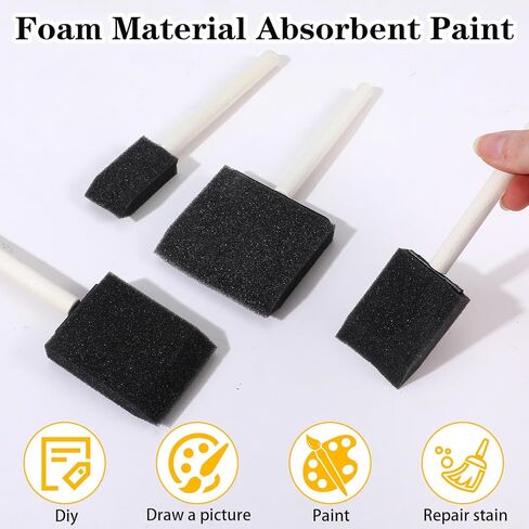 8 Pcs Foam Paint Brushes Set, 4 Sizes Wood Handle Sponge Paint Brush 1" 1.57" 2" 3" Sponge Brushes with Wooden Handle for PaintingStaining Varnishes DIY Craft Projects in Kuwait