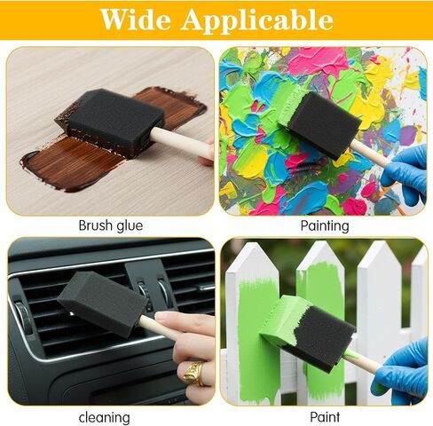8 Pcs Foam Paint Brushes Set, 4 Sizes Wood Handle Sponge Paint Brush 1" 1.57" 2" 3" Sponge Brushes with Wooden Handle for PaintingStaining Varnishes DIY Craft Projects in Kuwait