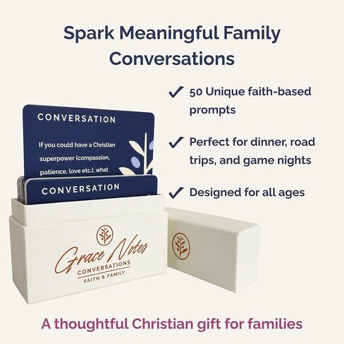 Grace Notes Conversations: Faith + Family – Christian Conversation Starter Cards for Families, 50 Faith-Based Discussion Cards, Christian, Dinner Table Questions, Family Game Night Conversation Cards in Kuwait